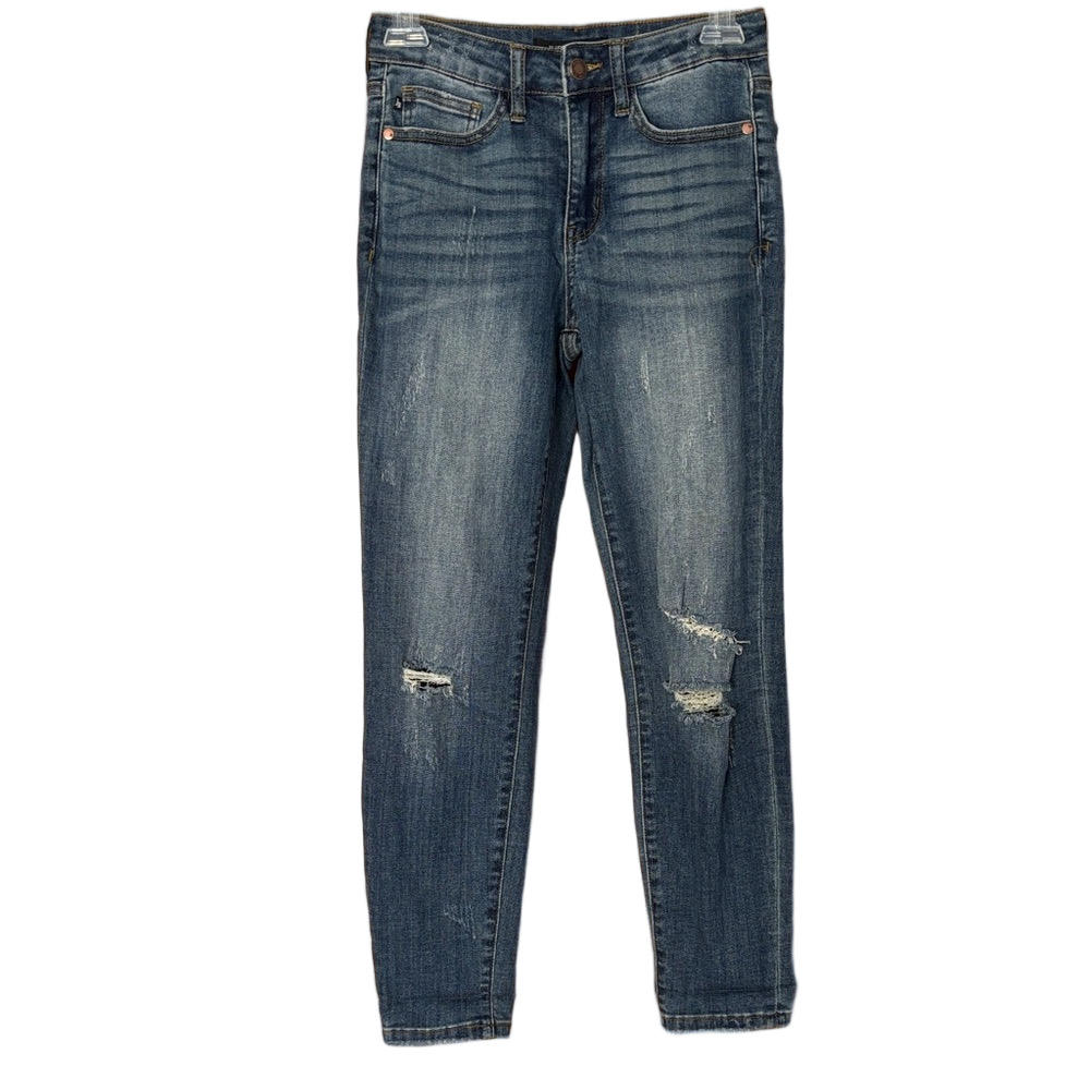 Judy Blue Distressed Relaxed Fit Stretch Mid Rise Ankle Jeans Size 26